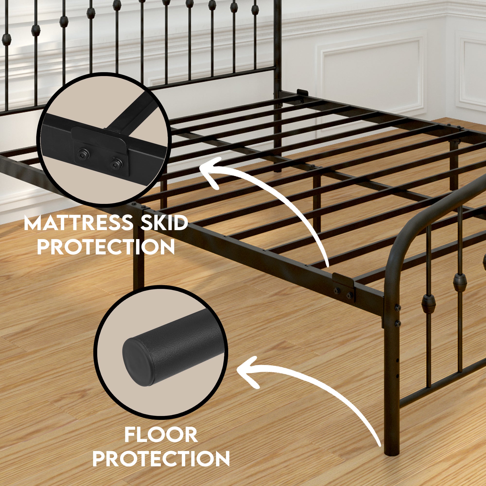 Washington Bed - Charcoal Grey - Ambee21