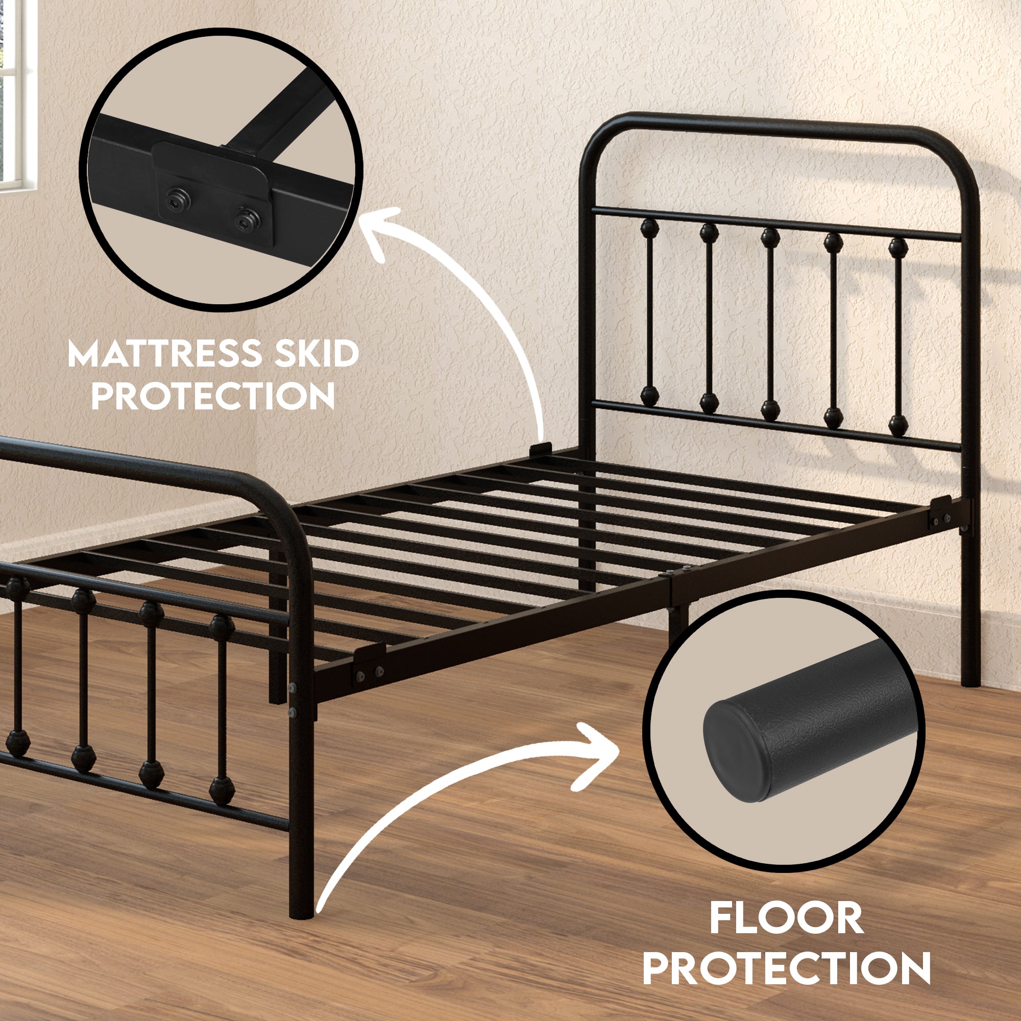 Vintage Bed Frame - Black - Ambee21
