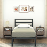 Modern Bed - Black, Metal Bed Frame - Ambee21