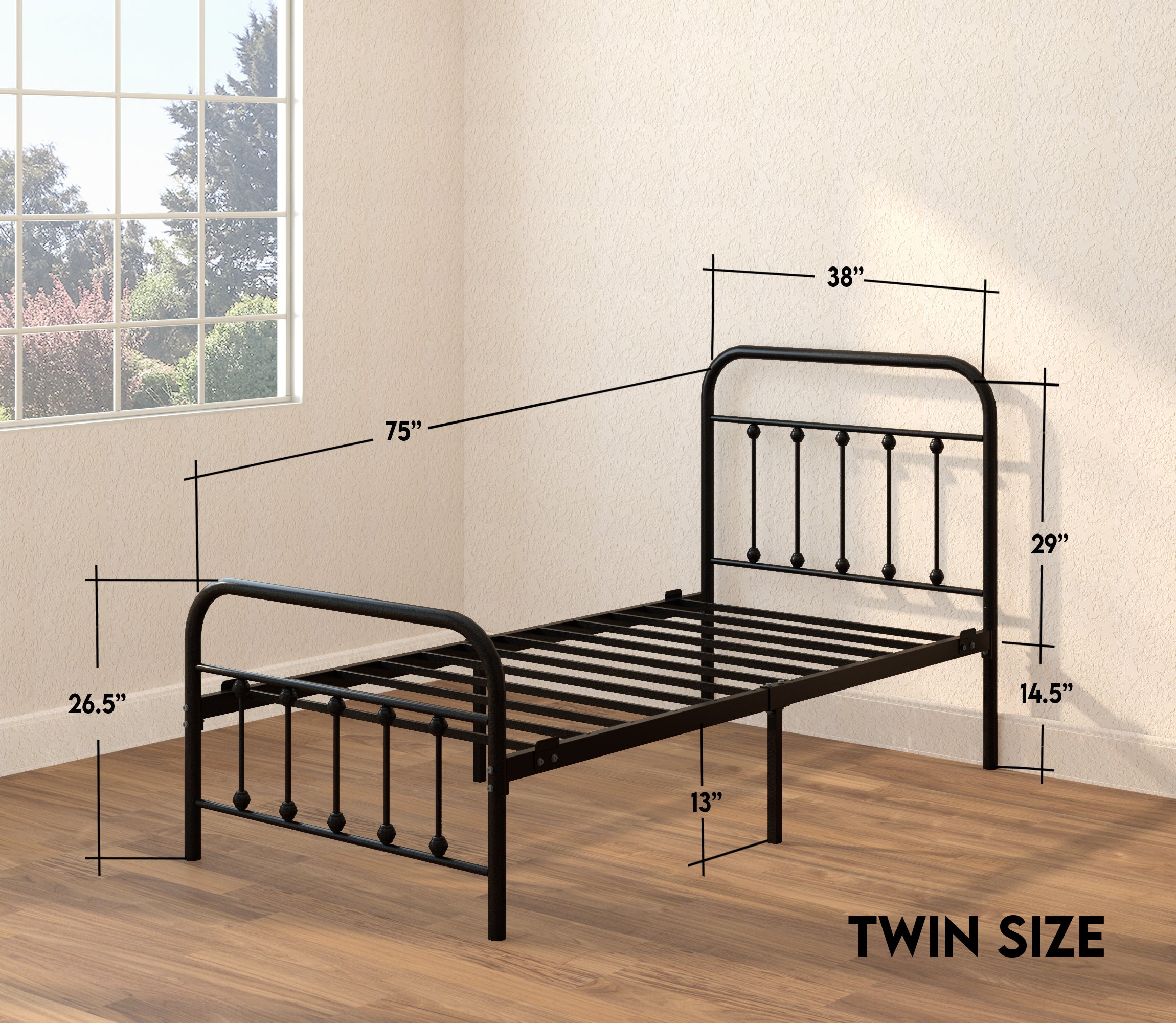 Vintage Bed Frame - Black - Ambee21