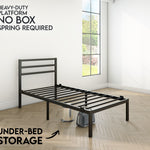 Modern Bed - Black, Metal Bed Frame - Ambee21