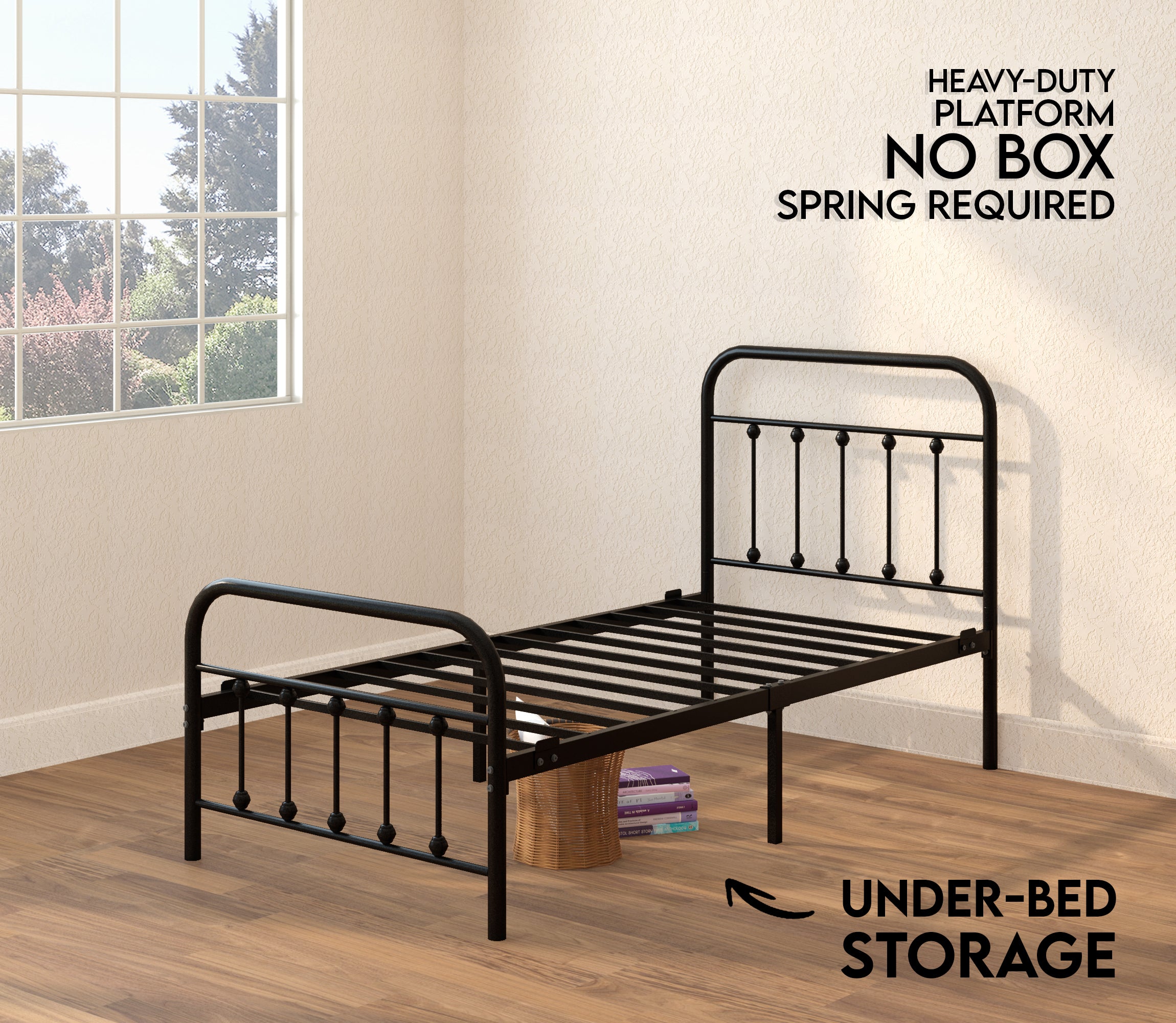 Vintage Bed Frame - Black - Ambee21