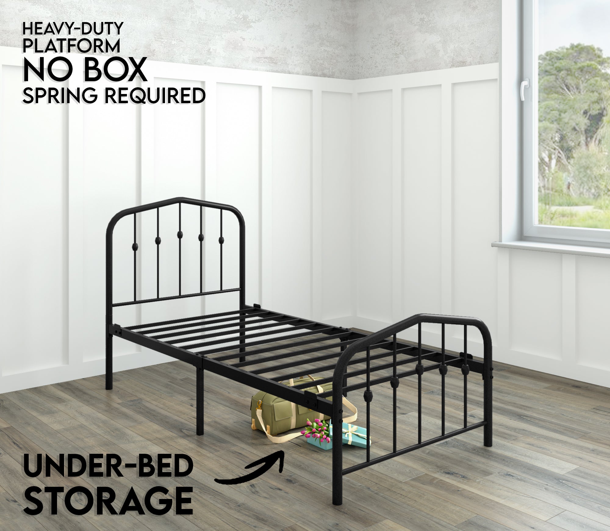 Washington Bed - Charcoal Grey - Ambee21