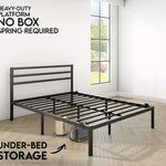 Modern Bed - Black, Metal Bed Frame - Ambee21