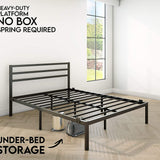 Modern Bed - Black, Metal Bed Frame - Ambee21