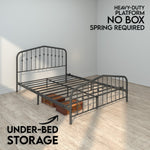 queen bed frames and headboards - Charcoal Grey - Ambee21