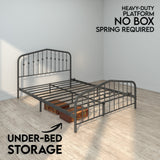 queen bed frames and headboards - Charcoal Grey - Ambee21