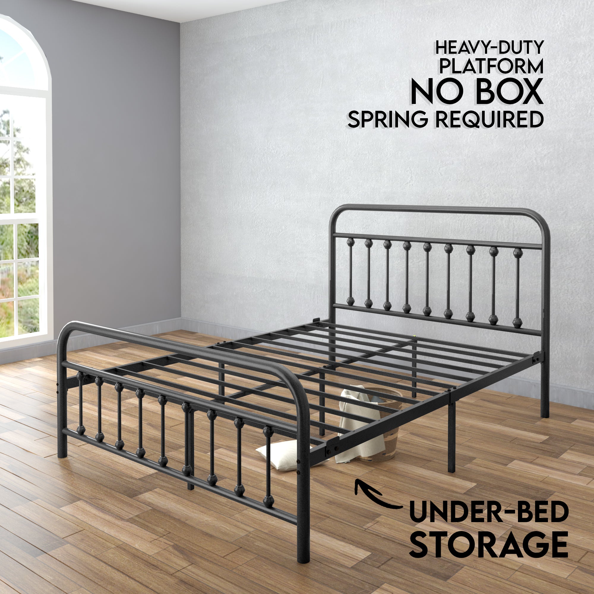 Vintage Bed Frame - Black - Ambee21